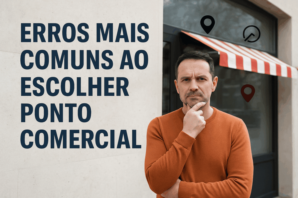 Homem analisando ponto comercial em frente a uma loja, ilustrando erros mais comuns ao escolher ponto comercial.